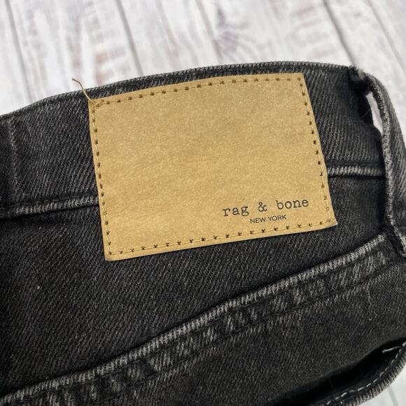 rag & bone Wren Slim Highland Black Jeans Women 23 High Rise Ankle Stretch - Picture 9 of 9